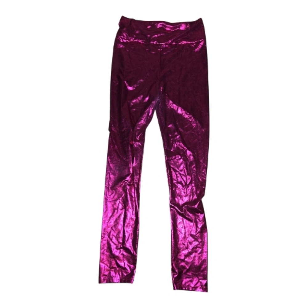Sakkas Shimmering Magenta Metallic Leggings Size M